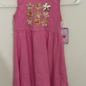 BT Ween Pink Sleeveless Dress with Floral Embellishments size 4